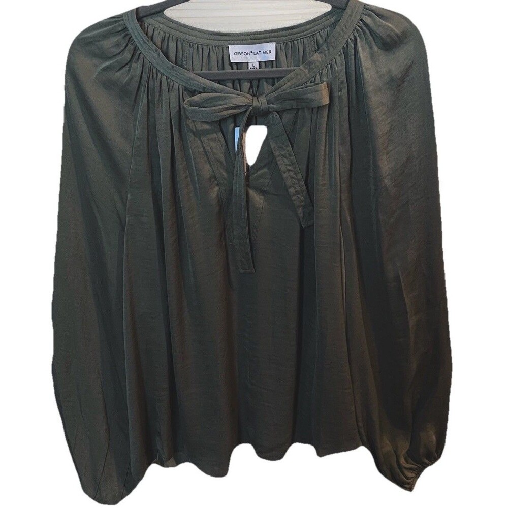 Gibson Latimer Women’s Peasant Blouse Dolman Long Sleeves Mossy Green Large
